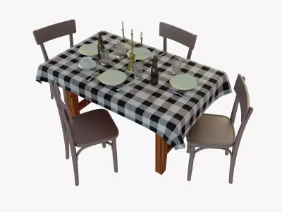 Table and Chairs Free 3D model order