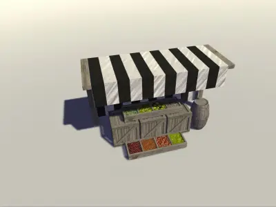 Medieval stall Low-poly 3D model