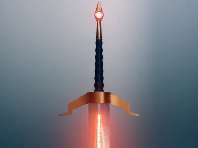 Sword with orange light 3D model