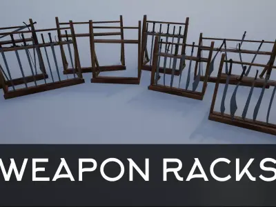 Lowpoly Sword Weapon Racks Low-poly 3D model