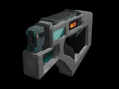 Sci-fi Metalic Pistol Gun Low-poly 3D model