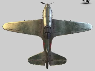MiG-3 soviet fighter plane Low-poly 3D model