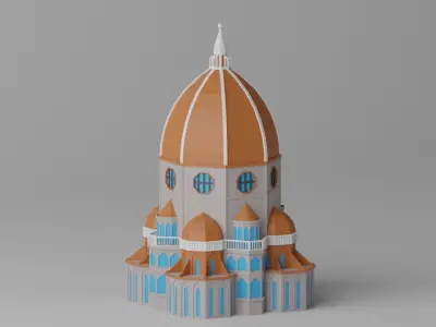 Low Poly Florence Cathedral Santa Maria del Fiore Low-poly 3D model