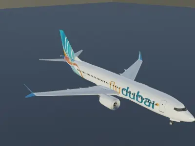 Flydubai Boeing 737 max 8 3d model Low-poly 3D model