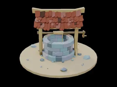 Low Poly Old Well Low-poly 3D model