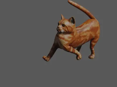 cat 3d model orange Low-poly 3D model