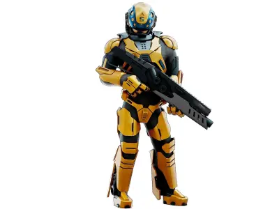 CYBORG SOLDIER RX-400 Rigged for Unreal Engine - Unity - MIXAMO 3D model