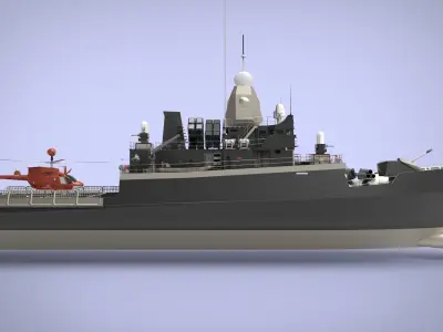 Fast Missile Boat Low-poly 3D model