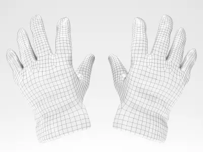 Military gloves of color black with PBR textures 16 Low-poly 3D model