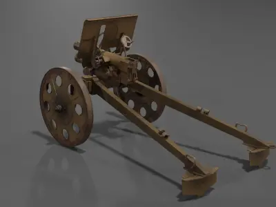 Type 92 Battalion Gun Light Howitzer Low-poly 3D model