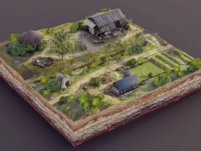 Mini Village Terrain 101 3D model
