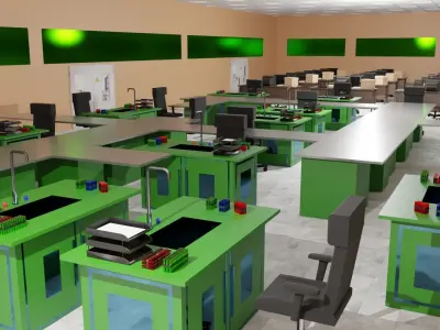 Laboratory Interior Low-poly 3D model buy
