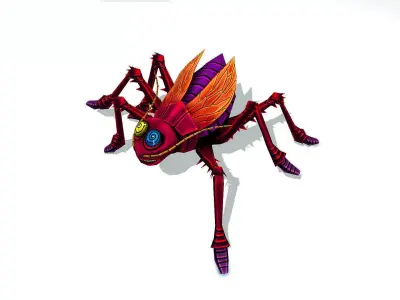 Animated Funny Cartoon Crazy Insect Roach Low-poly 3D model