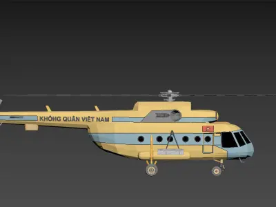 Vietnam Mil Mi-171 Helicopter 3D Model Low-poly 3D model