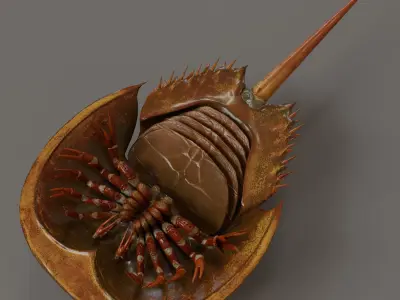 Horseshoe Crab Red Low-poly 3D model