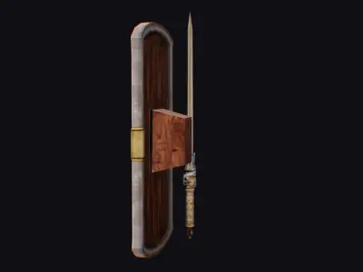 Sword Light Shield Armor Dagger Wooden Edged Cutting Rapier Low-poly 3D model