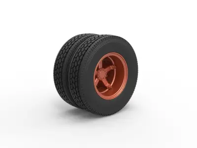 Rear 5 spoke wheel of old school truck Scale 1 to 25 3D print model