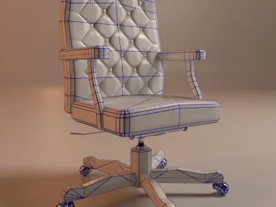 PBR Burgundy office chair Low-poly 3D model