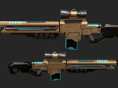 Neoniper two rifles Low-poly 3D model