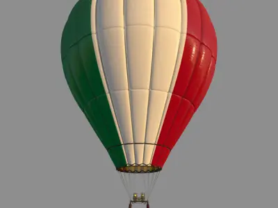 ItalyFlag-Parachute hot air balloon with flag of italy 3D model