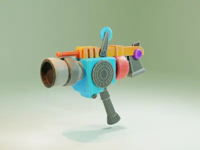 Space Cartoon Gun Low-poly 3D model
