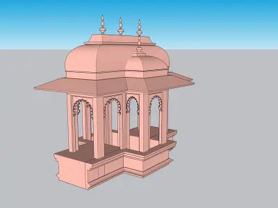 indian jodhpuri stone chatri temple 3D model
