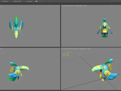 Cartoon organ bird - mechanical bird Low-poly 3D model