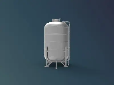 Industrial Water Tank Low-poly 3D model