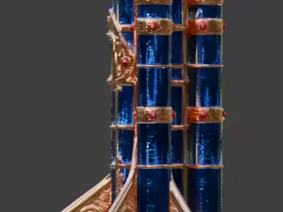 Stylized Sapphire and Rose Gold Rocket 3D Model Low-poly 3D model