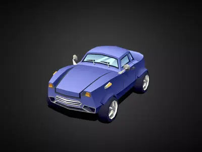 Lowpoly Stylized Toon Muscle Car gradient tex Free low-poly 3D model