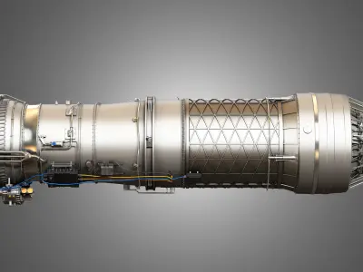 F100 - PW - 220 Turbofan Engine - with Interior Parts 3D model