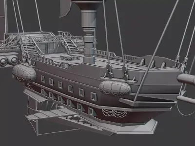 Stylized Fantasy Ship - By Yorakeys Low-poly 3D model