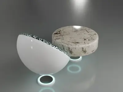 Sci-fi Chair and Table Free low-poly 3D model