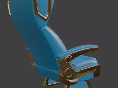 Luxury VIP Aircraft Seat Skyblue Leather Gold Edition 3D model