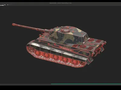 Tank Green Khaki Tiger 2 - King Tiger Koenig Tiger Low-poly 3D model