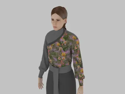woman in asian clothes Low-poly 3D model