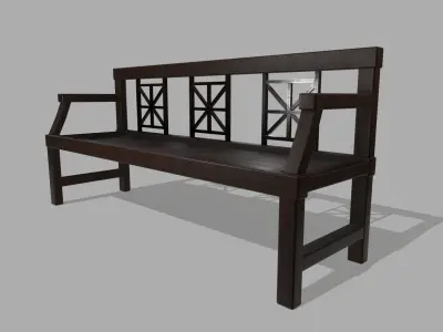 Outdoor Bench and Chair Low-poly 3D model