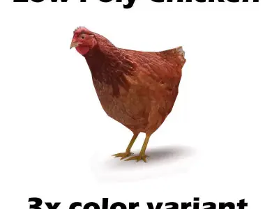 Chicken low poly rooster Low-poly 3D model