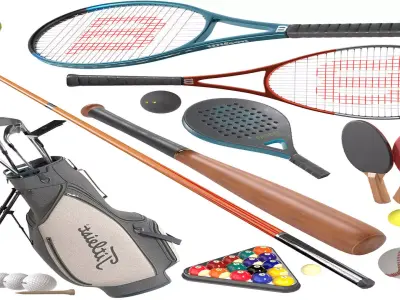 Sports Collection Low-poly 3D model