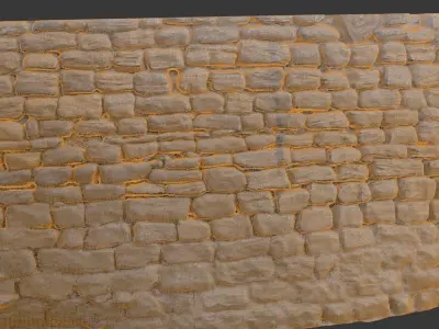 Stone Brick Wall Scan Low-poly 3D model
