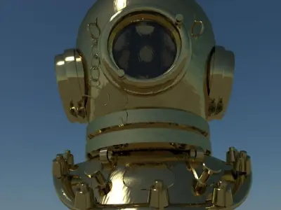 Low Poly Vintage Diving Helmet 3D model