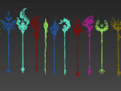 Long handled artifact Low-poly 3D model