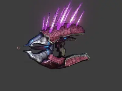 Needler futuristic weapon with lights Low-poly 3D model