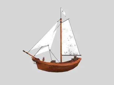 historic boat Low-poly 3D model