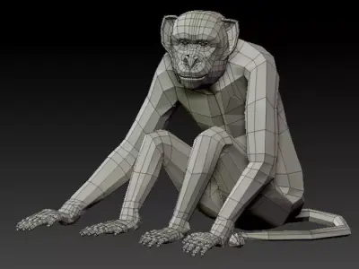 3D MONKEY LOWPOLY Low-poly 3D model