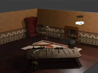 Victorian Weapon Room - Medieval Armory Interior 3D model