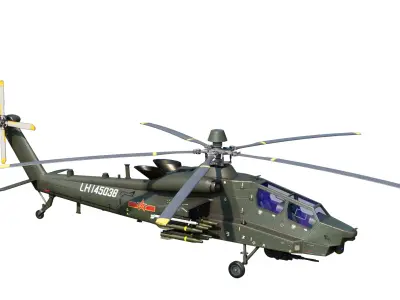4 coatings of Chinese New Heavy attack helicopter Z21 Low-poly 3D model