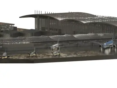 Fictional detailed airport terminal  3D model