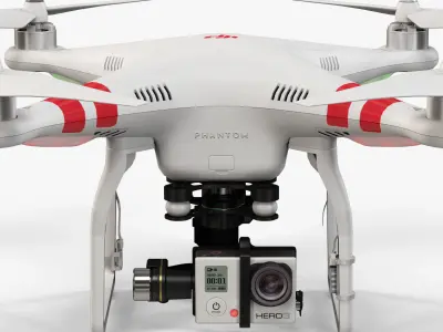 DJI Phantom 2 Quadcopter with GoPro HERO3 Low-poly 3D model