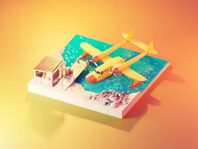 Cartoon talespin scene 3D model